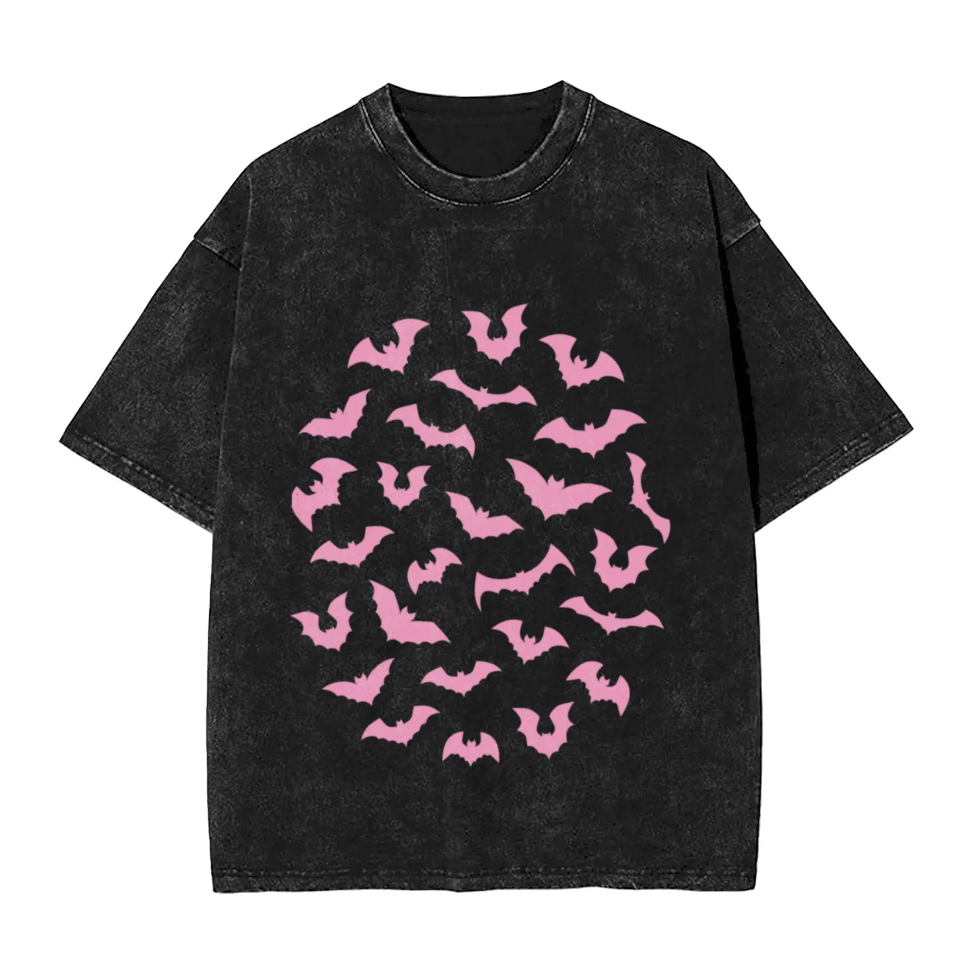 Pastel goth pink black bats Classic Cool A Vintage Oversized Cotton Unisex T-Shirts