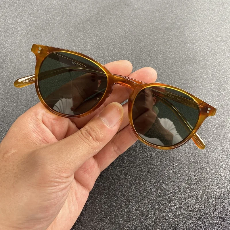 Retro High Street Round Sunglasses for men and women UV Protection uv400 Glasses Acetate frame Color Lens Prescription sunglasse