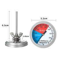 Stainless Steel BBQ Grill Thermometer With Easy-Read For Dial For Accurate High Heat Cooking For Grill Oven Temperature Control