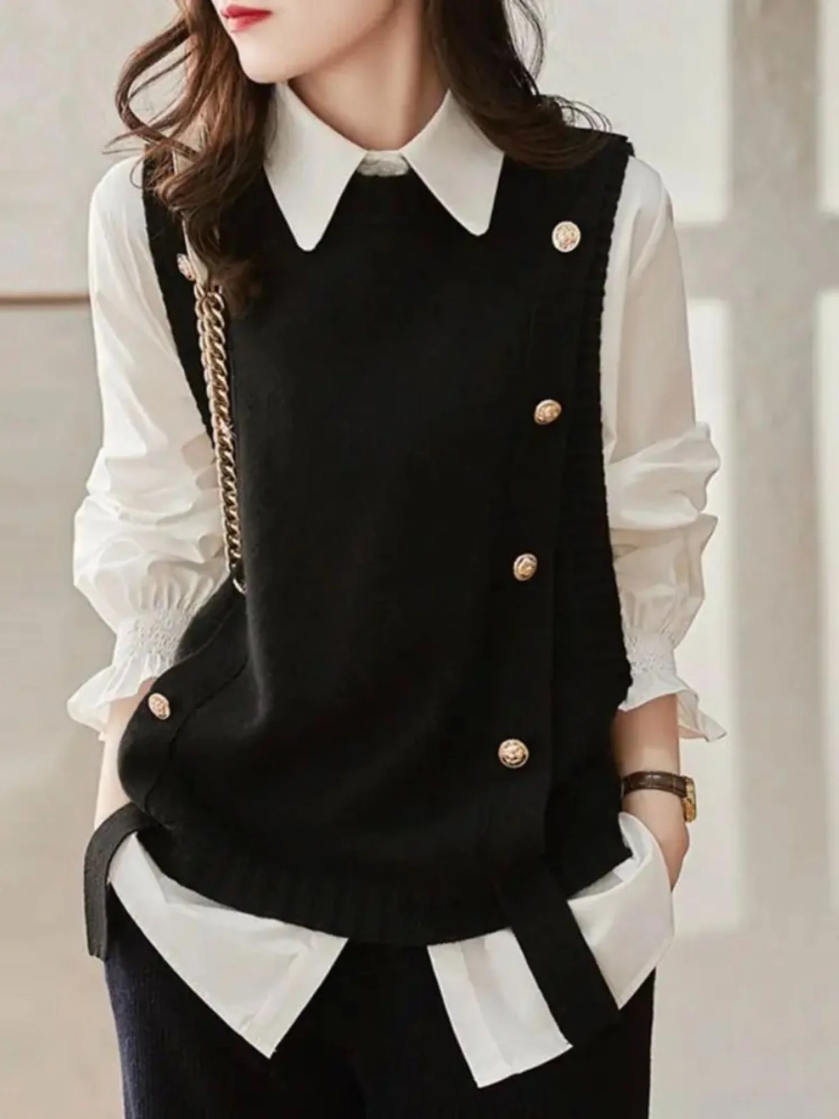 

Casual Knitted Vest Svel Ladies' Street Sle ort Outerwear Straight Cut Regular Thin Pure Color Chinese Made