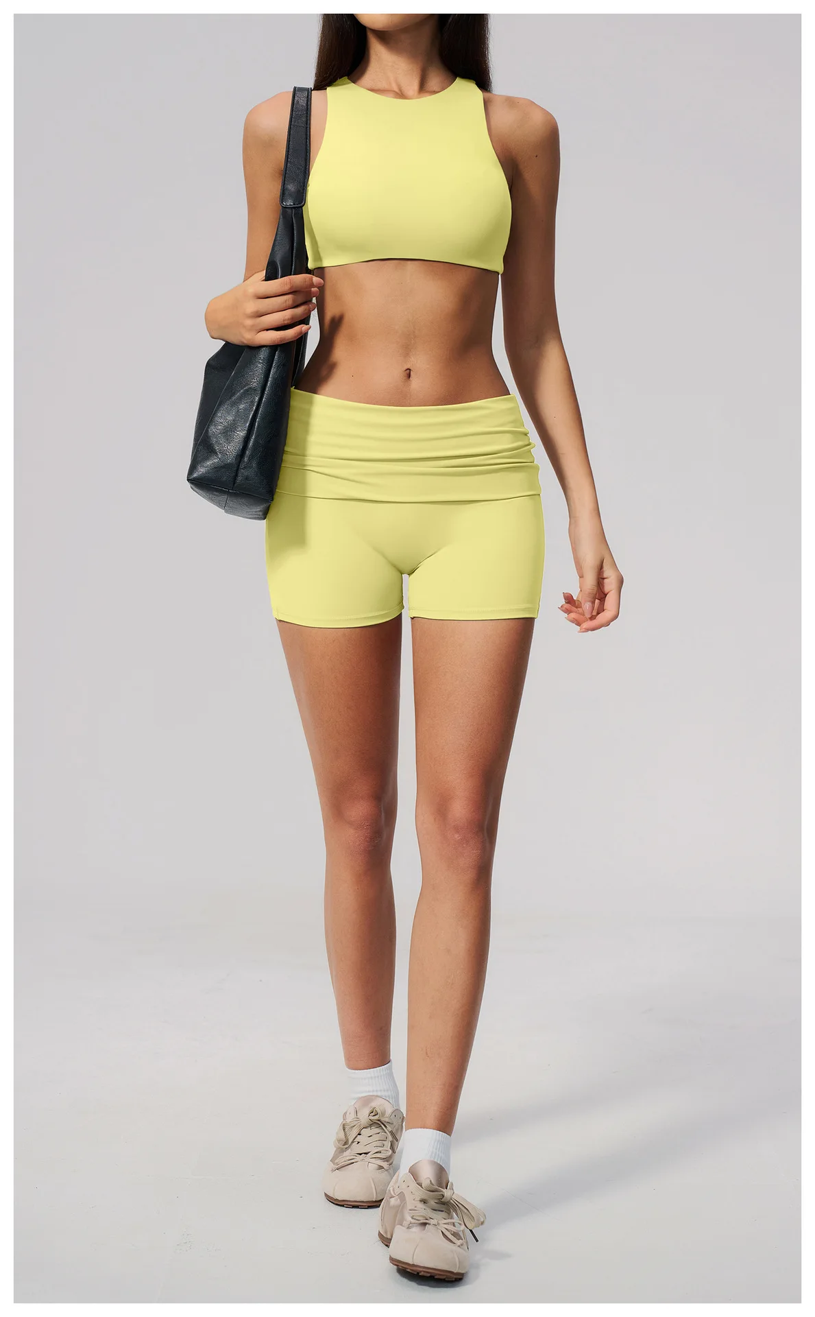 Damen Sport-BH mit Rückenausschnitt, Stoßdämpfend, Push-Up, Schnelltrocknend, Einfarbig, für Fitness, Laufen und Yoga – Detail 13