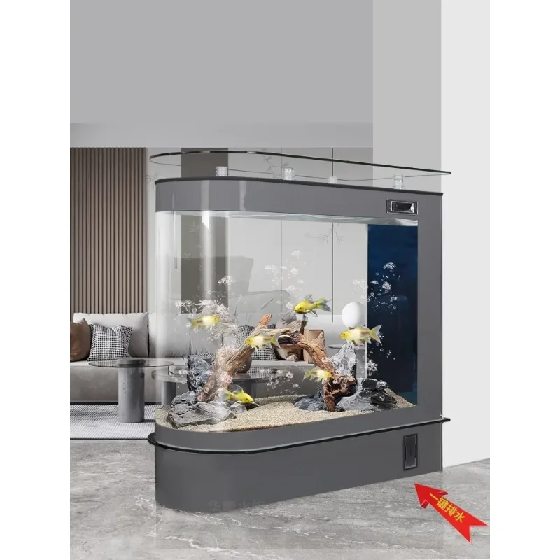 

2024 new light luxury fish tank bullet, living room small floor-to-ceiling household large screen partition entrance