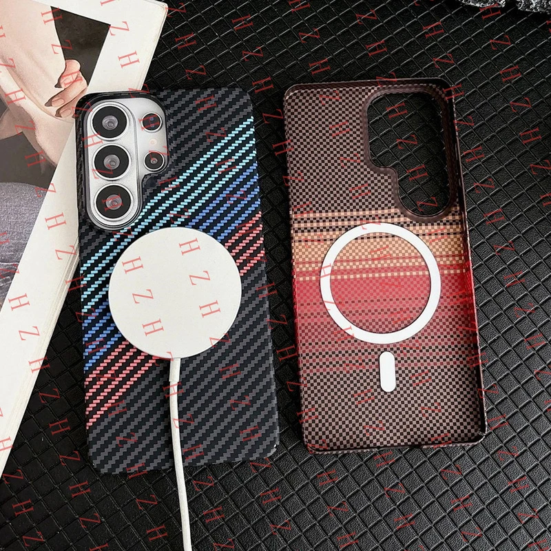 P+ Carbon Fiber Texture For Magsafe Magnetic Case For Samsung Galaxy S26 S25 Ultra