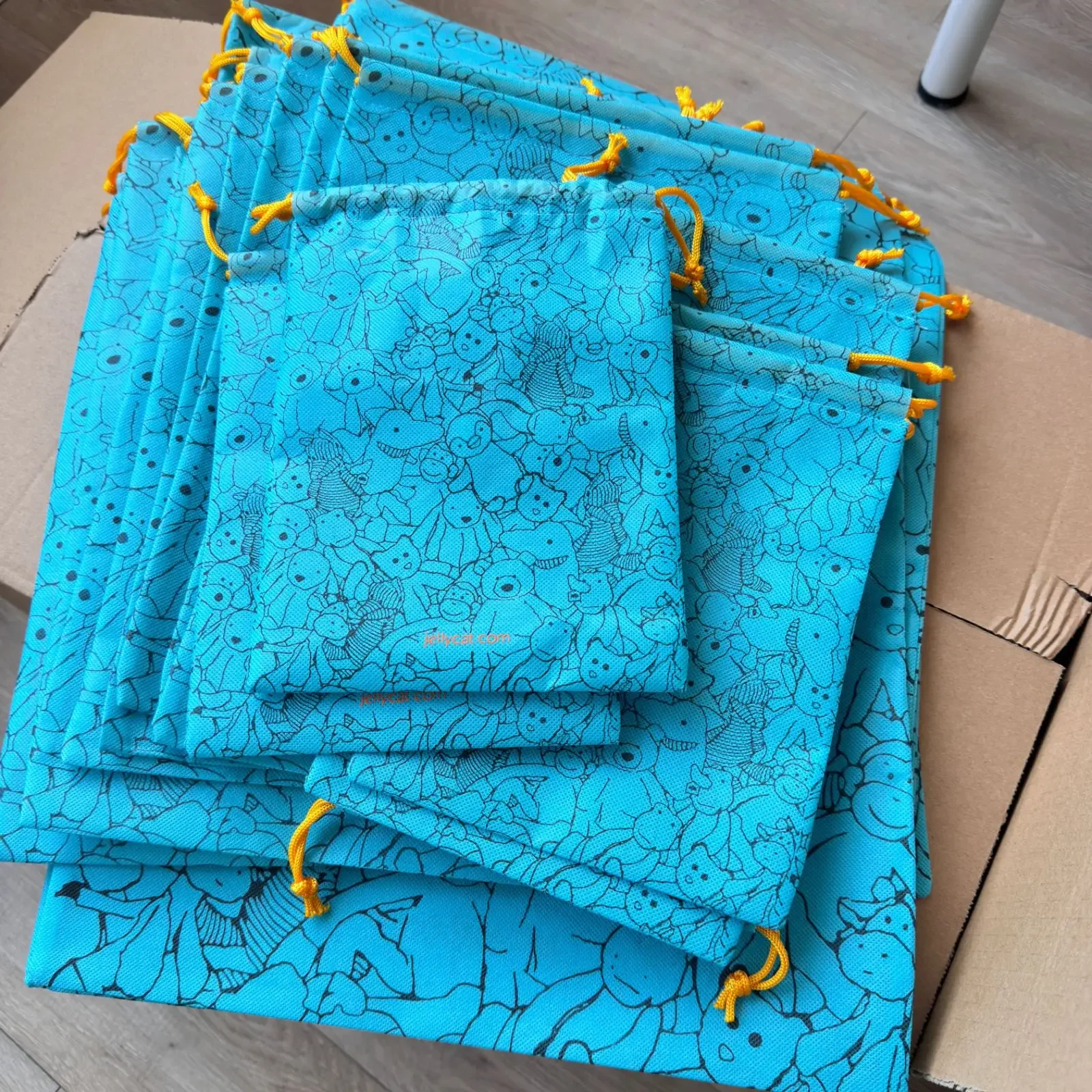 귀여운 블루 더스트 백, 인형 선물 가방 선물용 부직포 보관 포장 가방 핸드백