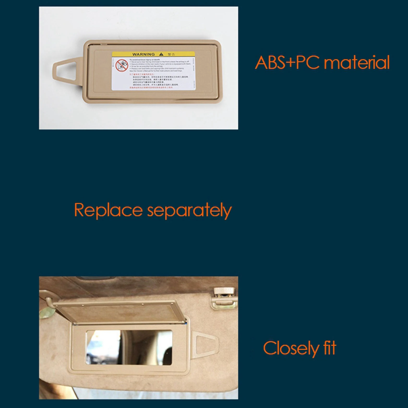 

2X Car Sun Visor Shield Shade Board Mirror Cover Replacement For Mercedes Benz S Class W220 1998-2005 Gray Right Side-L94A