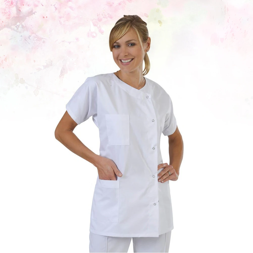 

White Short Sleeve Shirt Doctor Working Clothes Nurse Uniform Cosplay Suit Sturdy Breathable Medical Workwear Xxs Size