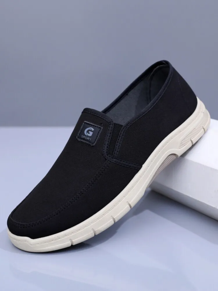 New cloth shoes men's shoes flat-soled one-pedal casual shoes spring soft-soled breathable middle-aged elderly dad shoe non-slip