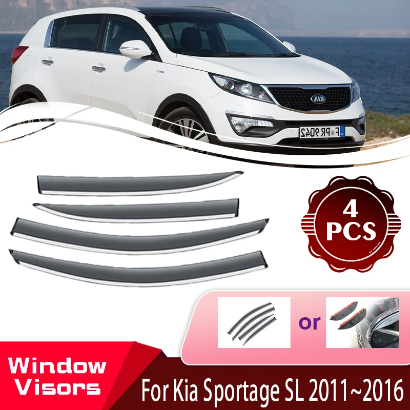 

For Kia Sportage SL III MK3 2011~2016 Car Awnings Window Visor Waterproof Sun Visor Deflector Weathershields Set Car Accessories