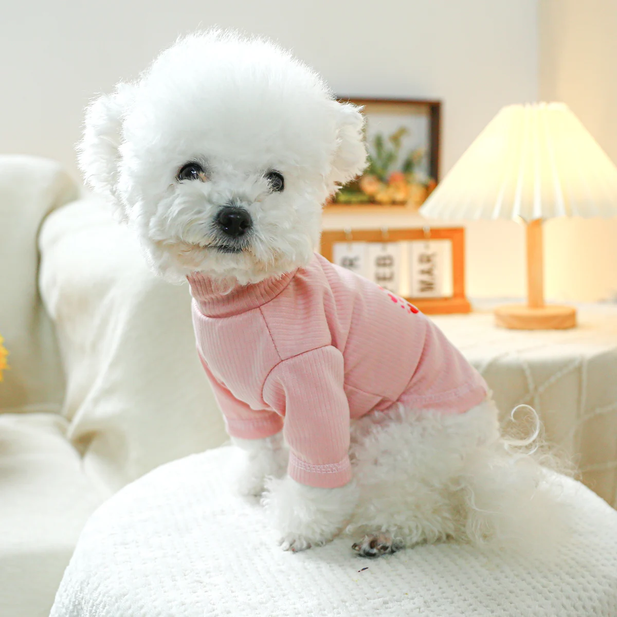 1PC Pet Clothing Dog Love Full Cat Pullover Spring and Autumn Bottom Shirt Suitable for Small and Medium sized Dogs