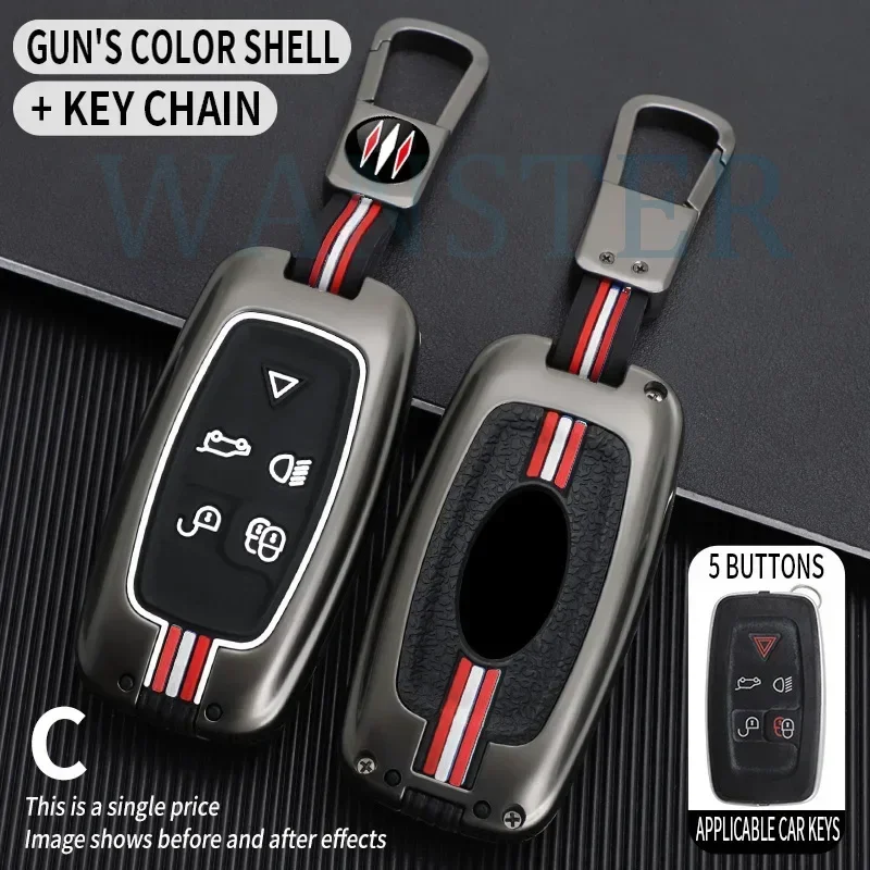 5 Bottons Metal Car Key Cover Fob Case Shell per Land Rover 4 Range Rover Sport Lr4 Vogue 2010 2011 2012 accessori portachiavi