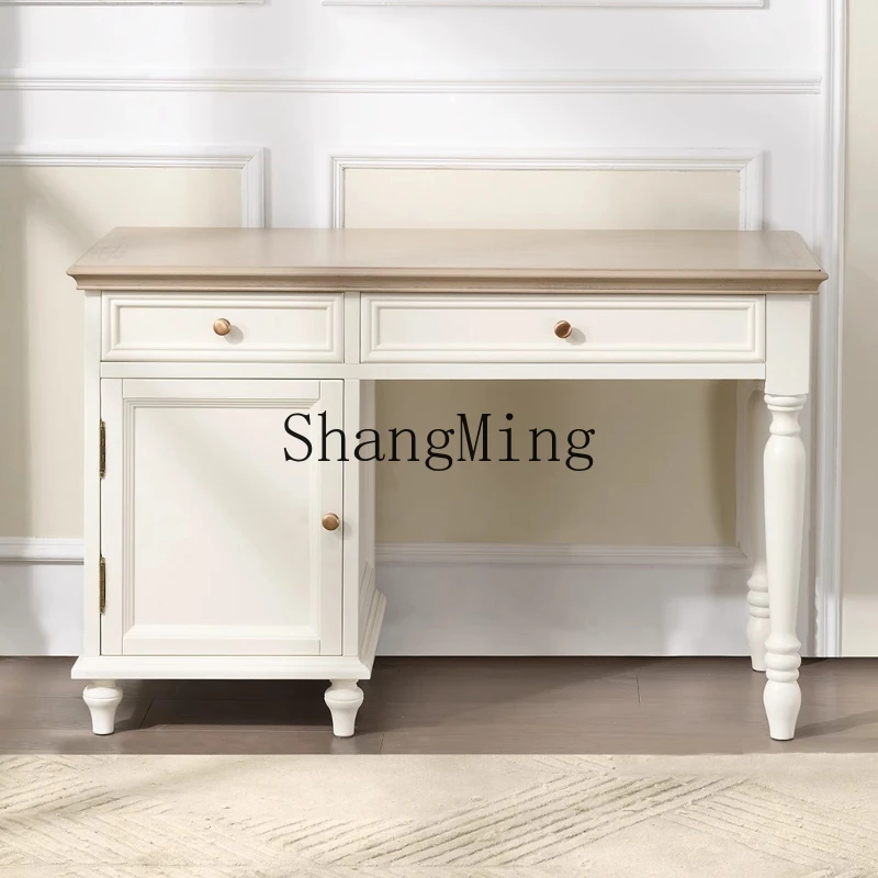 

LXY white all solid wood desk with cabinet computer desk study room home bedroom study desk