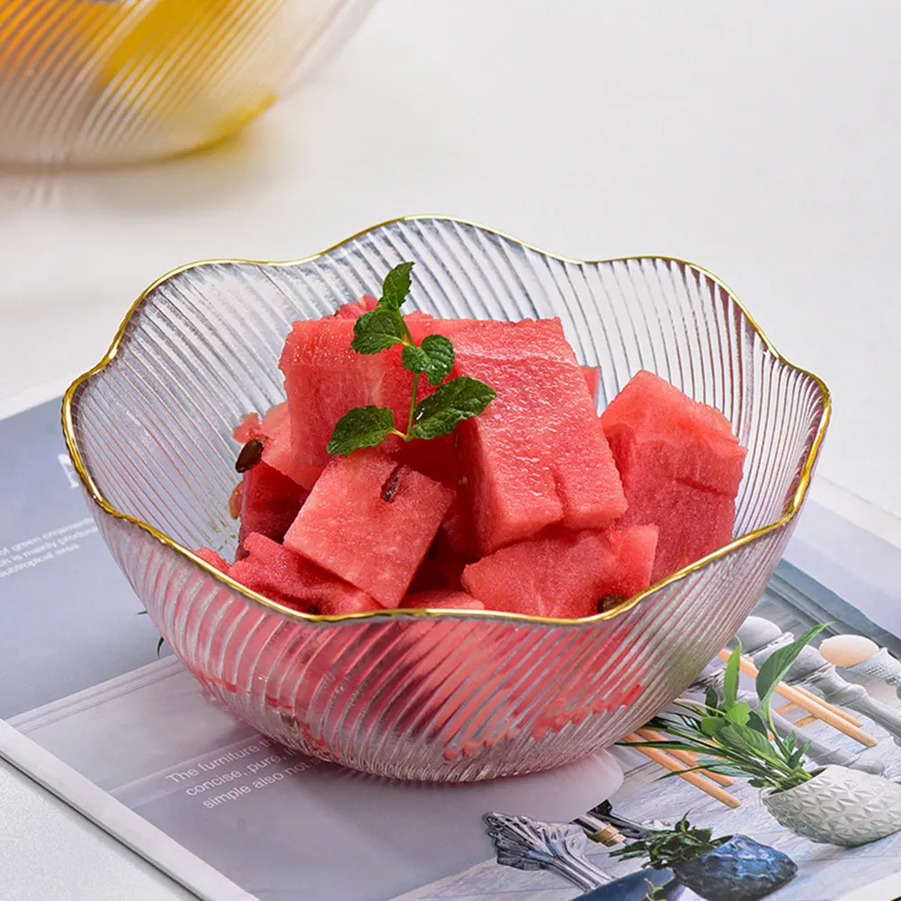 

Creative Irregular Shaped Glass Fruit Decorative Dessert Display Transparent Tableware Light Serving Bowl For Party