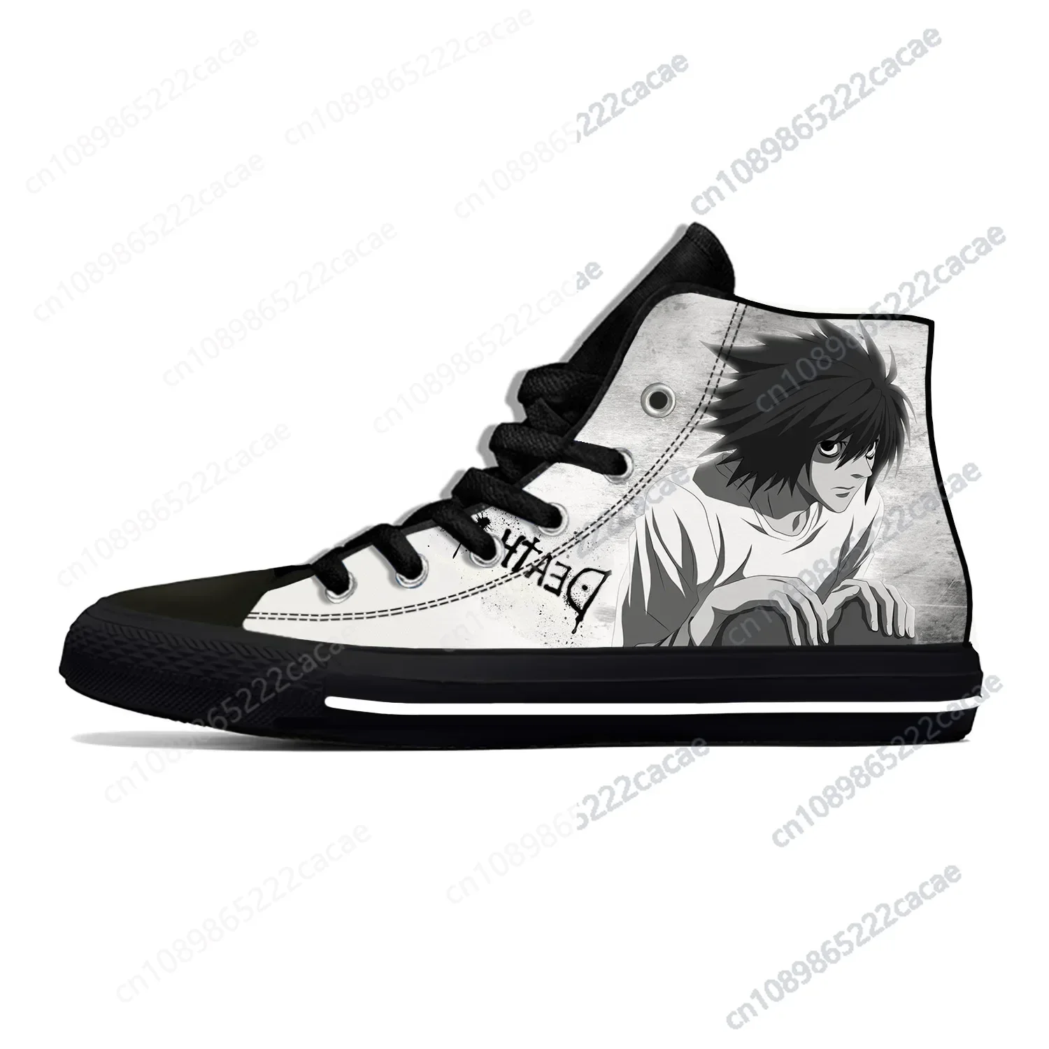 

Japanese Anime Manga Cartoon Death Note L Lawliet Casual Cloth Shoes High Top Lightweight Breathable 3D Print Men Women Sneakers