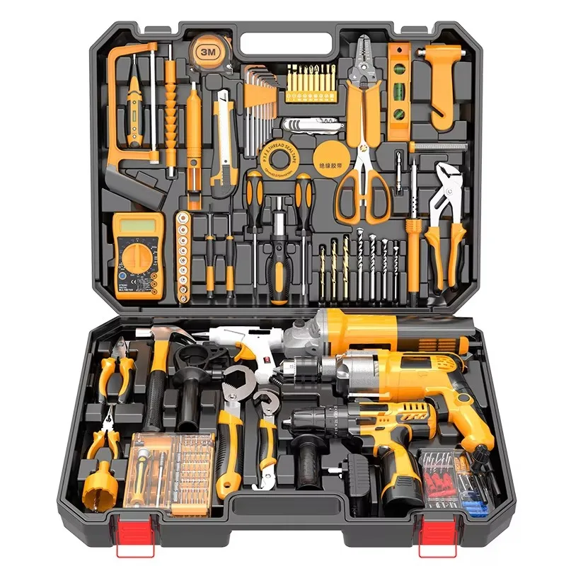 complete set of hand tools lithium-ion rechargeable drilling machine professional kit electric screw tool set