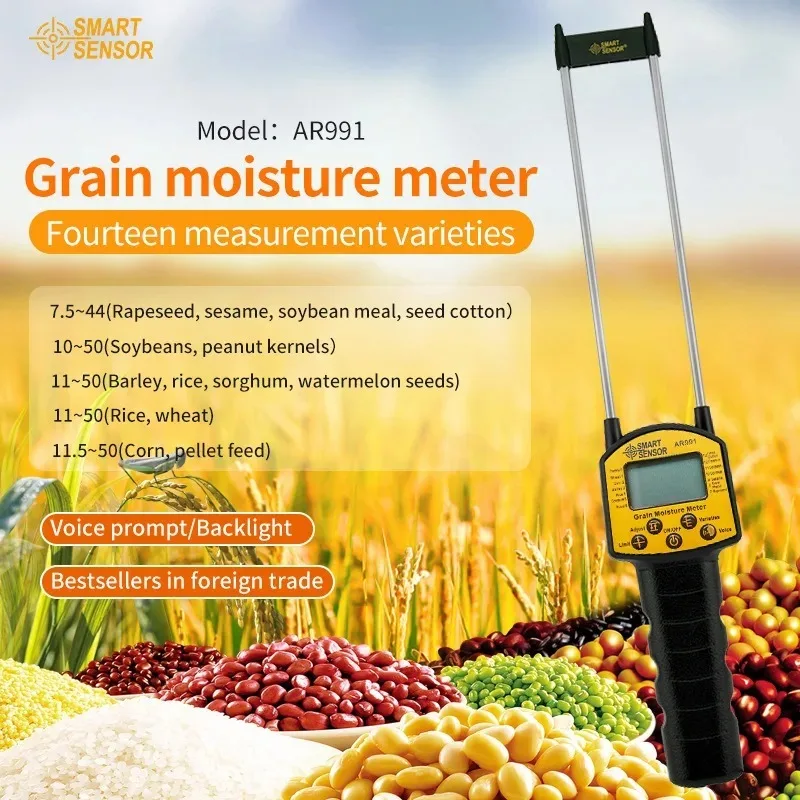 

Цифровой измеритель влажности зерна AR991 с ЖК-дисплеем для пшеницы, кукурузы, риса, арахиса, сои