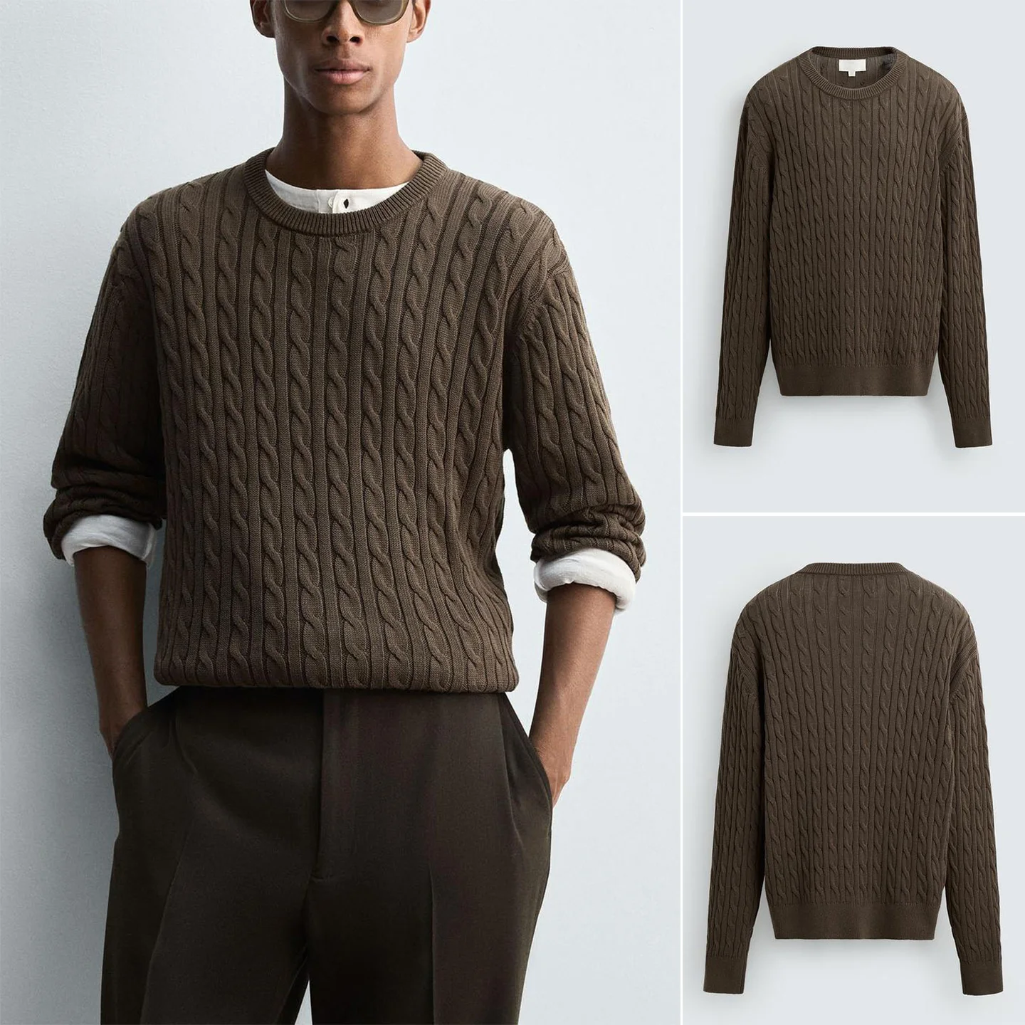 

Мужской приталенный трикотажный пуловер с длинным рукавом из смесового хлопка, прямого кроя, с круглым вырезом, осень 2025, повседневный, базовый, из полиэфирного волокна