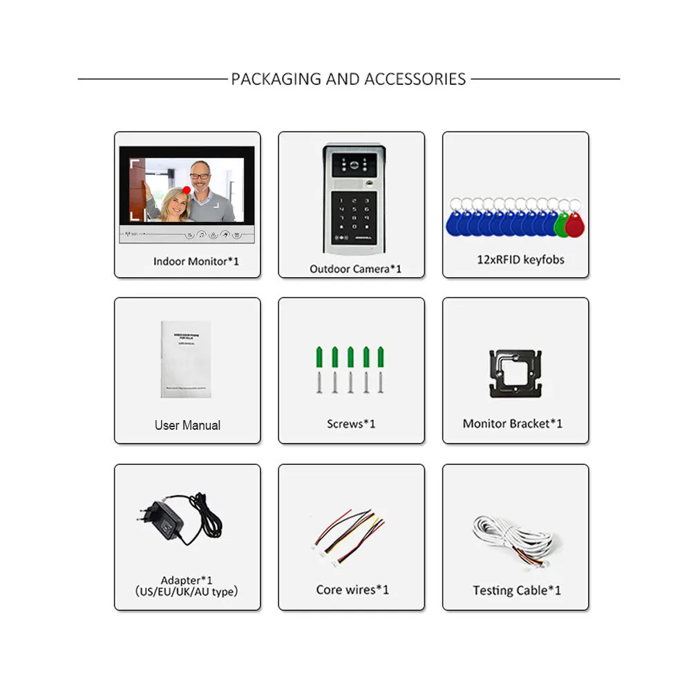 9 Inch WIFI Video Intercom System Doorbell Camera Tuya Waterproof Outdoor Smart Home Door Phone Camera With ID Card Key Password