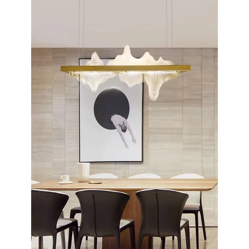 New Chinese style tea room chandelier designer Chinese style restaurant light front desk zen landscape study tea table long chan
