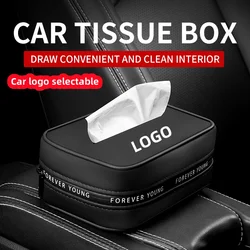 Car Tissue Box Holder Nappa Leather Car Center Console Armrest Napkin Box Sun Visor Backseat Tissue Case with Fix Strap