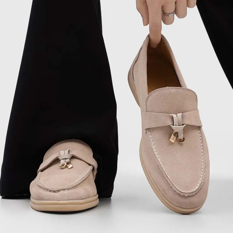 Retro Frosted Tassel Hanging Men Loafers Breathable Simple Comfortable Suitable for Commuting To Work Driving Casual Shoes