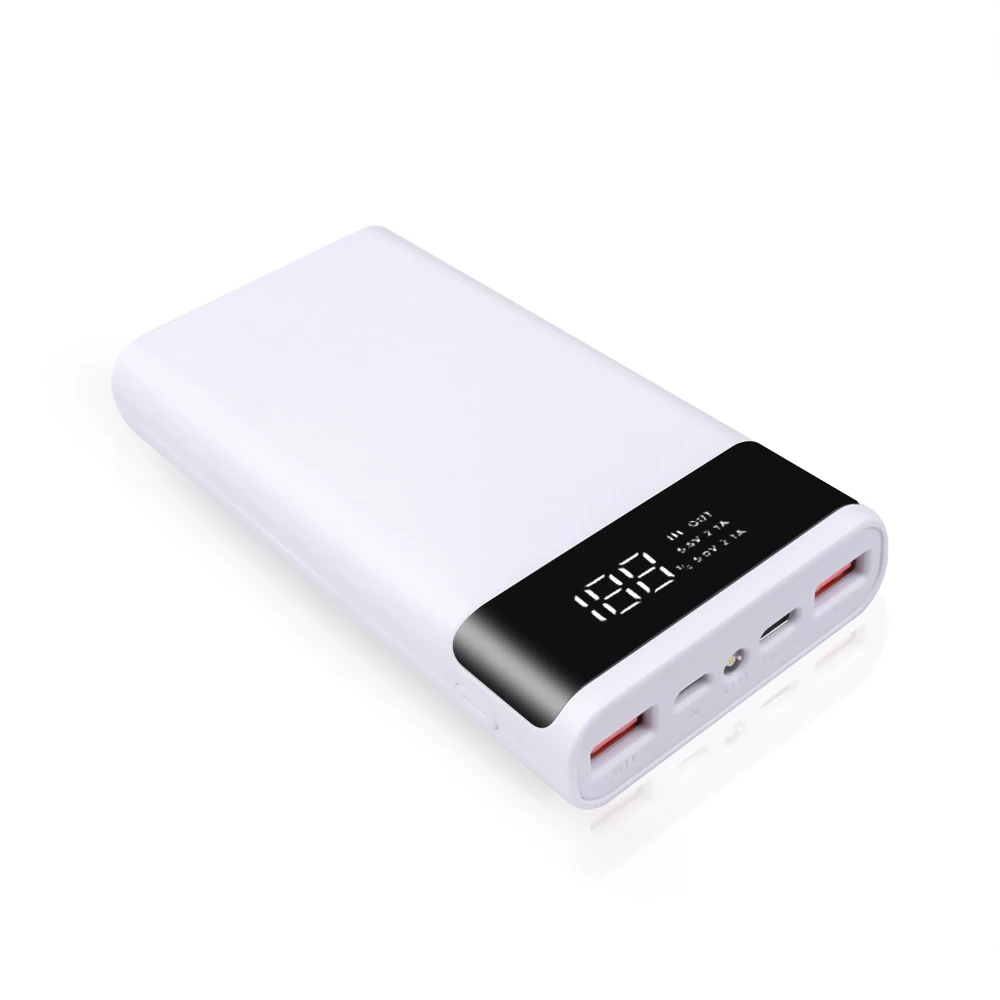 Dual USB Micro USB Type C Power Bank Shell DC 5V DIY 6*18650 Case Battery Charge Storage Box LED Display Flashlight