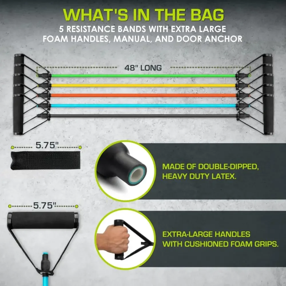 Набор эспандеров для трубок с ручками для тренировок в домашнем спортзале — силовые тренировки и физиотерапия