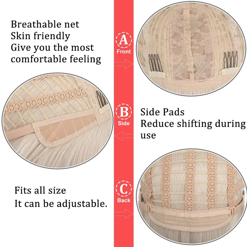 Platinum blonde Long Wavy Heat Resistant Hair Costume Wig With Bangs