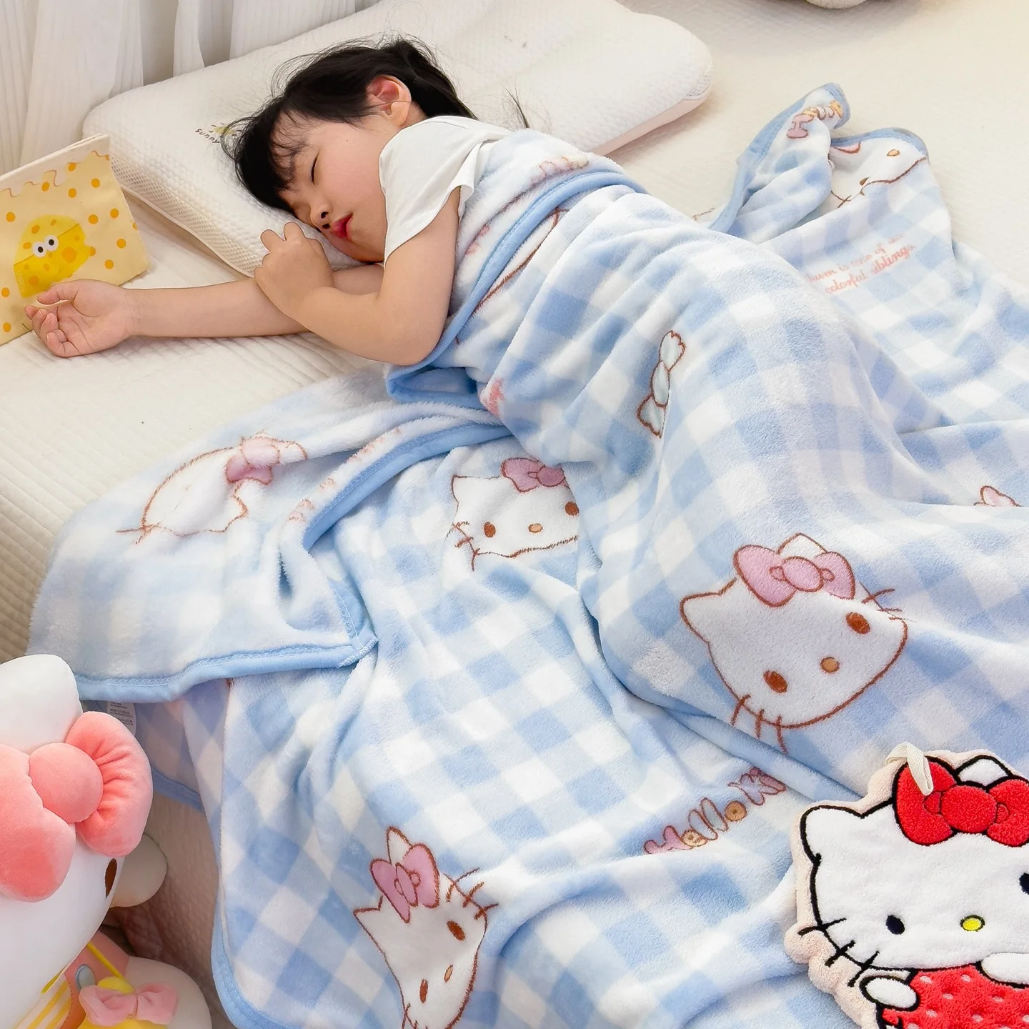 

Sanrio hello kitty cartoon blanket boy girl kuromi milk fleece double sided blanket children's cute nap blanket sheet quilt