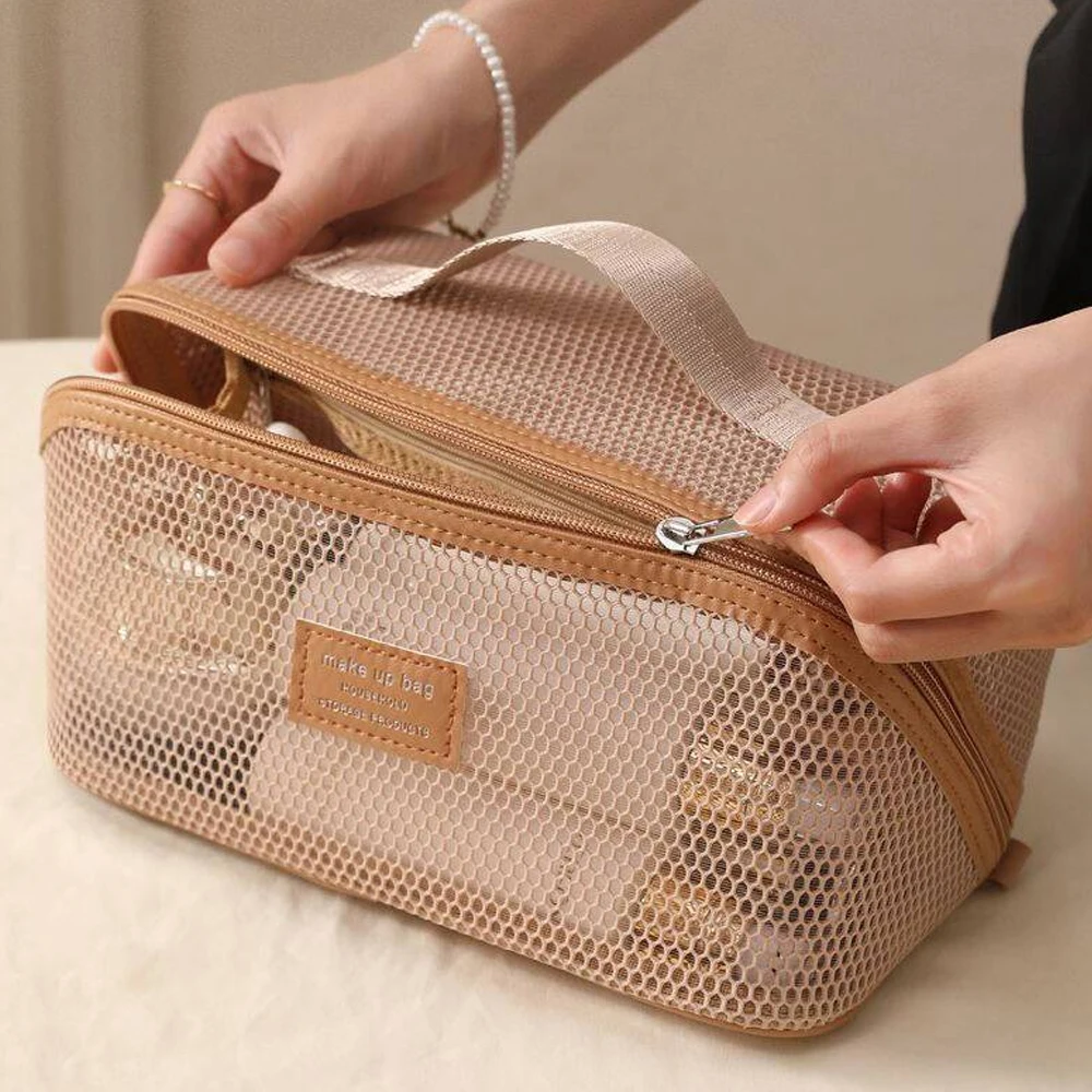 Netz-Kosmetiktasche für Damen, Große Reise-Kosmetik-Aufbewahrungstasche, Tragbare Toilettentasche – Detail 5
