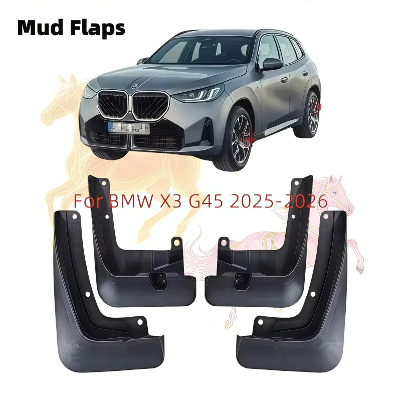 Mud Flaps for BMW X3 G45 2025-2026, 4Pcs Front & Rear Splash Guards, PP Material Car Fender Mudguards