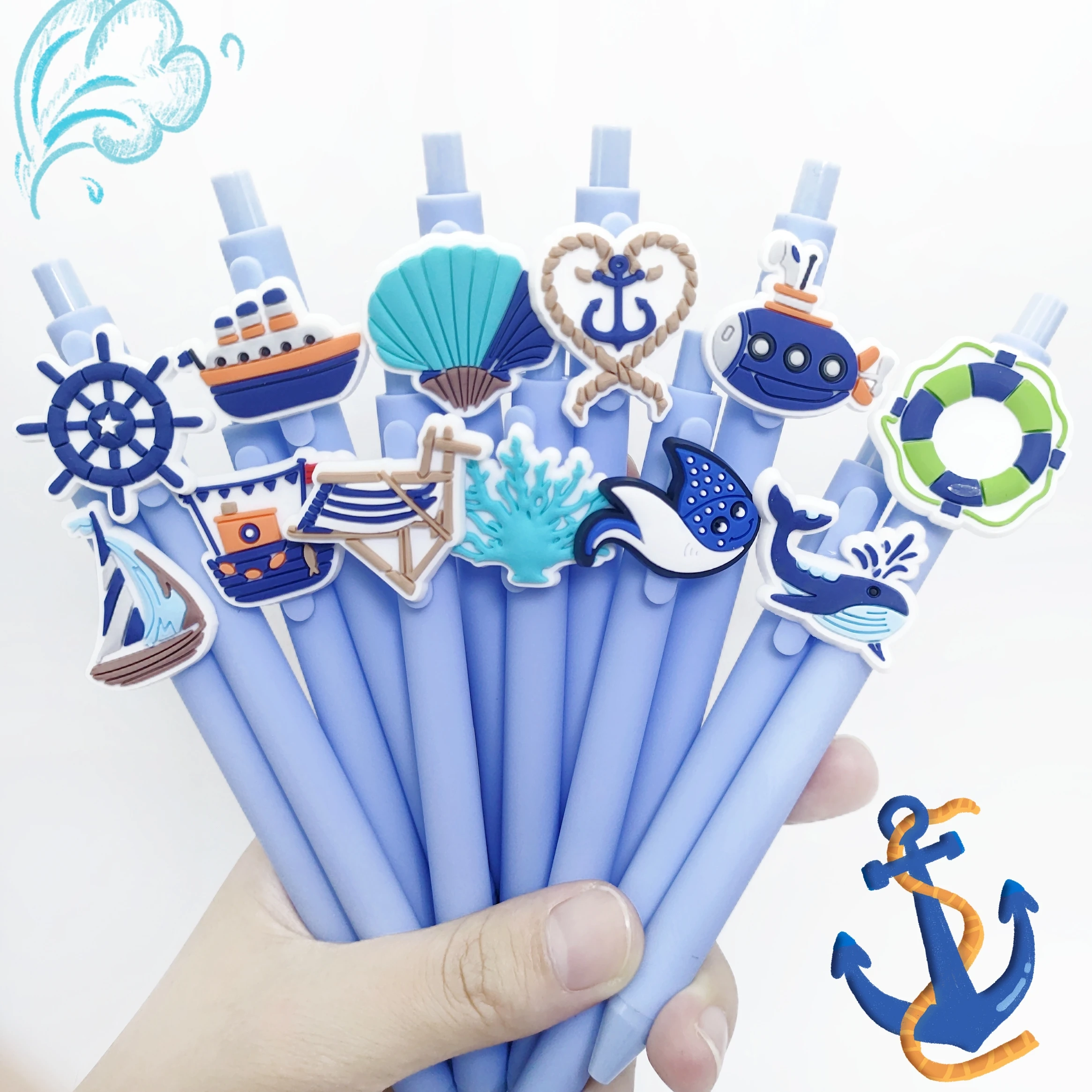 

10pcs/20pcs nautical themed printed ballpoint pens for students to write stationery and office meeting minutes.