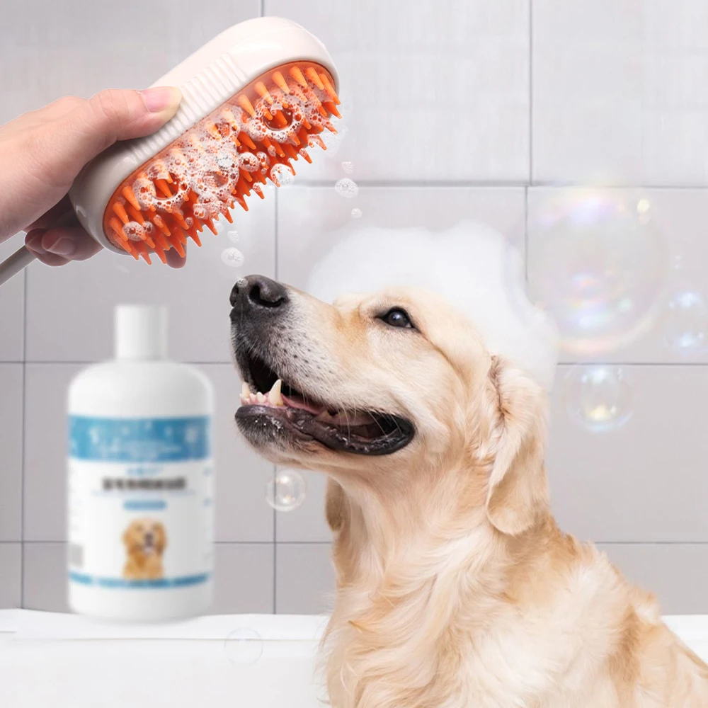 

3-in-1 Pet Spray Massage Brush: Silicone Bristles , Grooming & Deshedding USB-C Rechargeable, Mist Ideal for Dogs & Cats