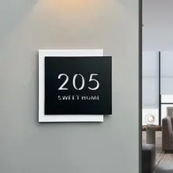 Modern Acrylic Door Plaque Customizable Office Plate Shop Signage Personalized House Number Family Name Address Sign Display