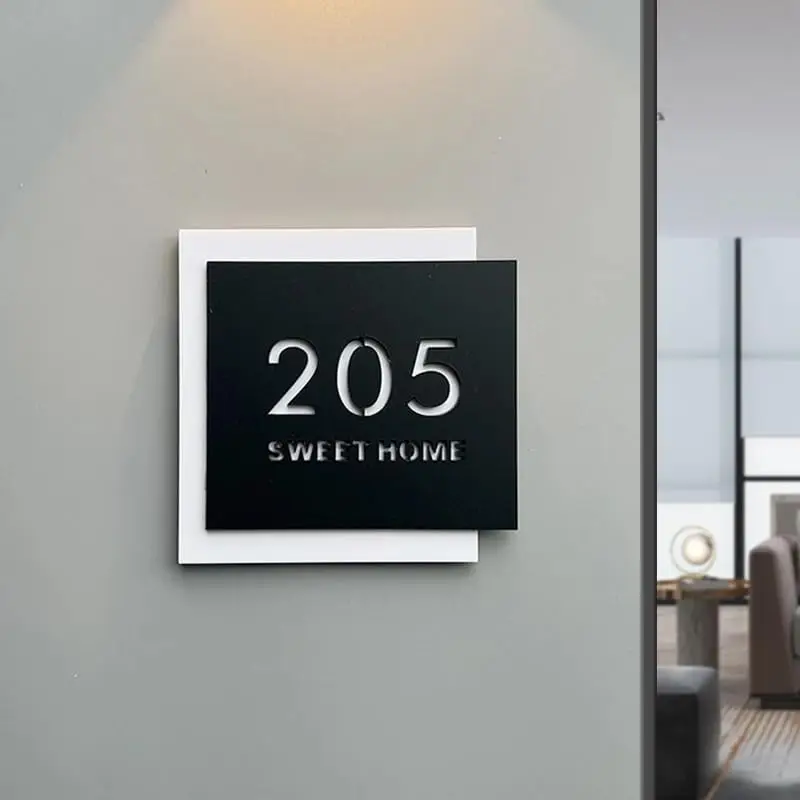 Modern Acrylic Door Plaque Customizable Office Plate Shop Signage Personalized House Number Family Name Address Sign Display