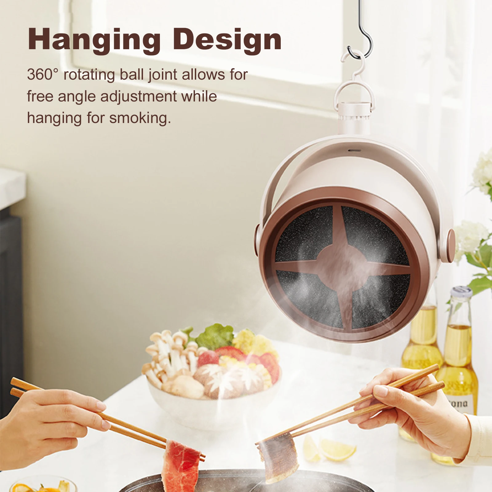 Desktop Range Hood USB Rechargeable Compact Desktop Exhaust Fan Small Kitchen Hood Extractor for Apartments Dorm RV Indoor BBQ