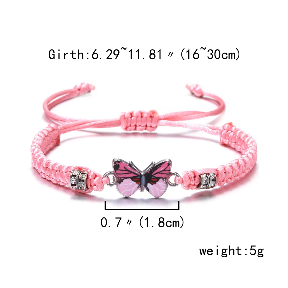 Crystal Butterfly Bead Woven Rope Necklace Women Kids Jewelry For Girls Cute Charm Jewelry Summer Beach Accessories 2023 New