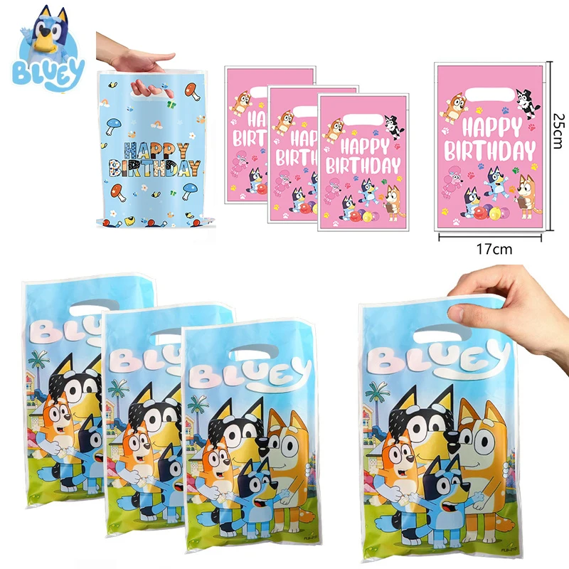 Bluey-Sac à main en film d'aluminium pour enfants, combinaison de sac cadeau, Barbie, dessin animé animal, fournitures de fête d'anniversaire, nouveau