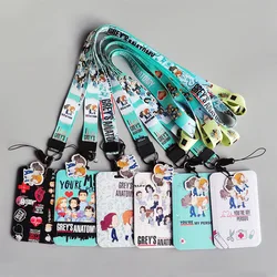 Anime Greys Anatomy Lanyard Card Sets Keychain Cartoon Figure Pendant PVC Card Cover Keyring Jewelry Gift For Doctor Nurse Acces