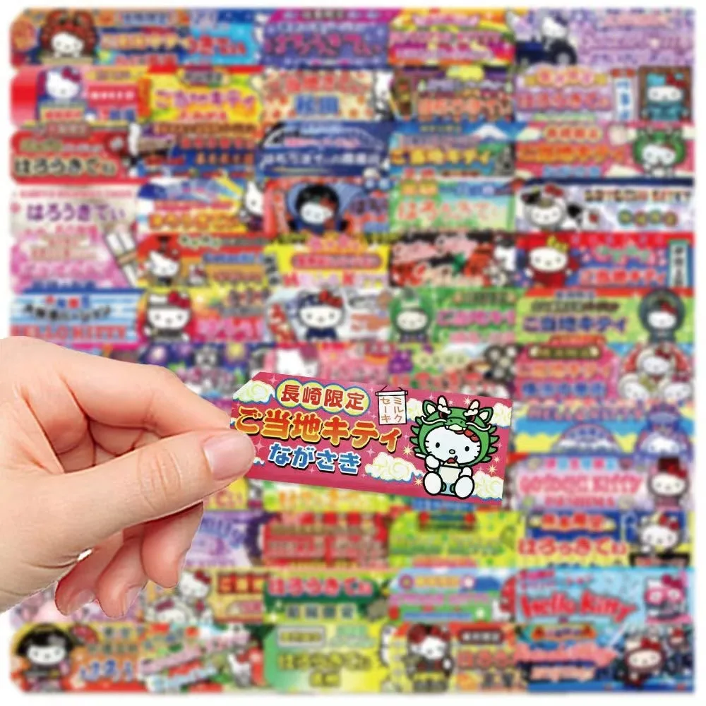 60pcs Kawaii Hello Kitty Stickers Aesthetic Cartoon Stationery Phone Laptop Cute Childer Kids Labels Sealing Sticker Toy