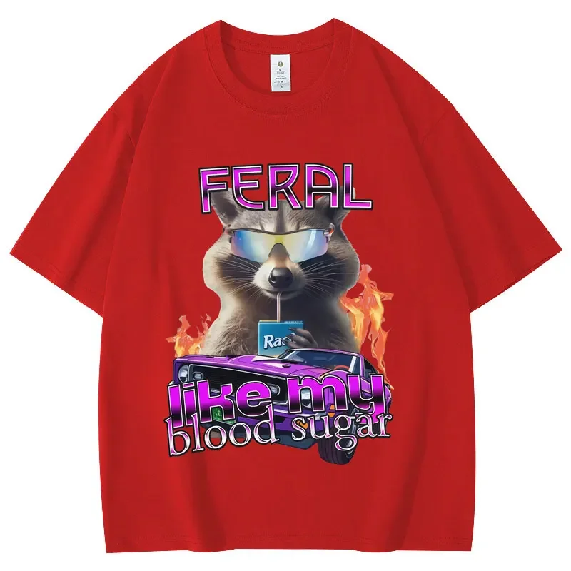 Funny Diabetes Raccoon Meme Graphic T Shirts Women Clothing Fashion Y2k T-shirt Summer Casual T-shirts Graphic T Shirts Y2K Top