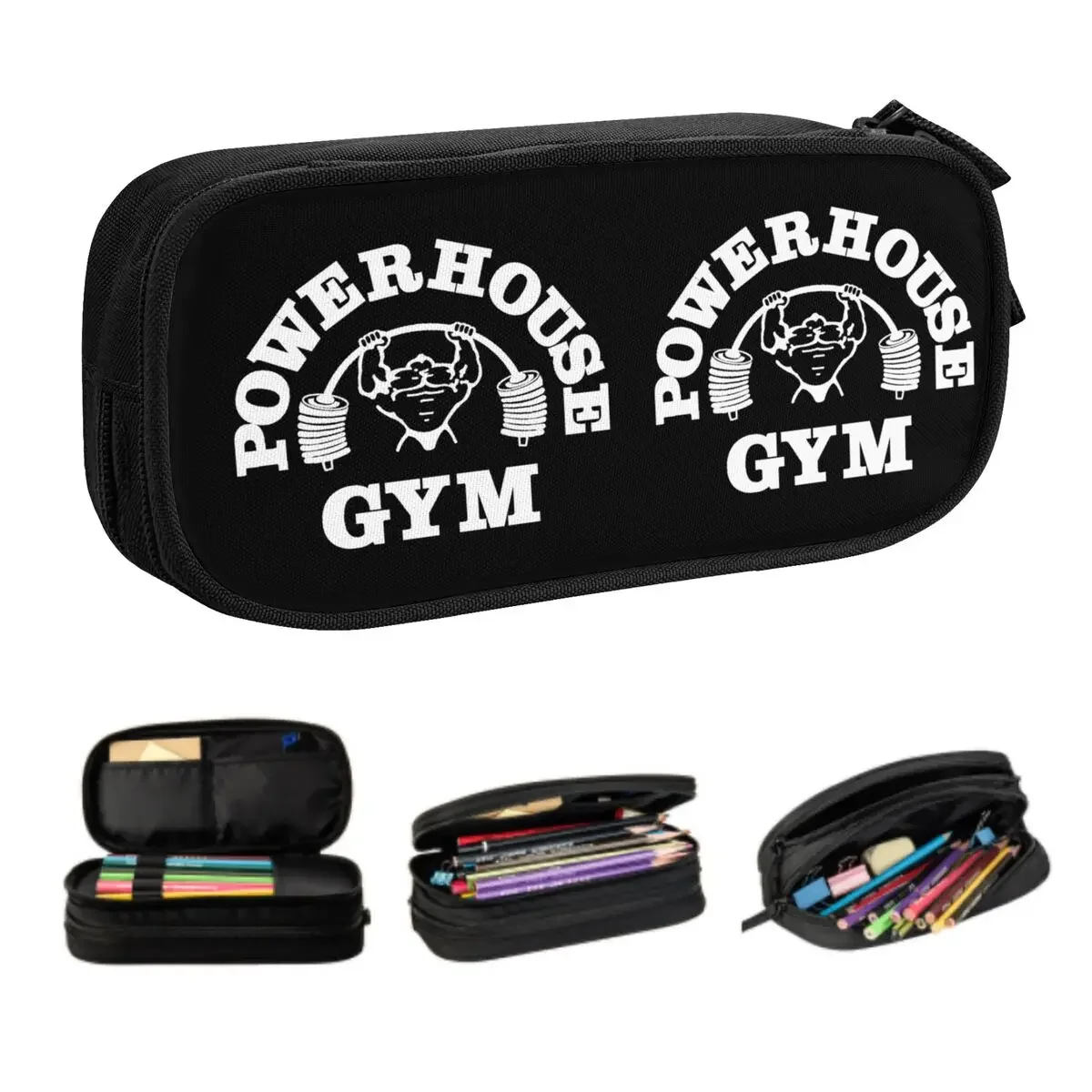 

Cute Powerhouse Gym Pencil Case for Girls Boys Big Capacity Fitness Building Muscle Pencil Bag School Accessories