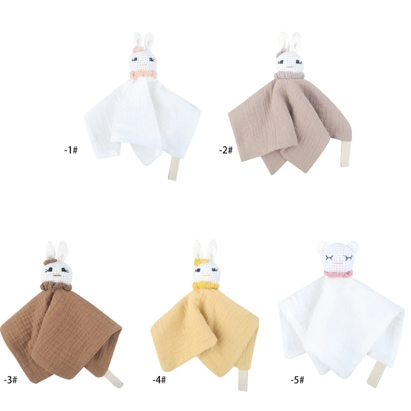 

F1CB Knitted Animal Soothe Towel Teething Bib Sleep Toy Nursing Bib for Infants