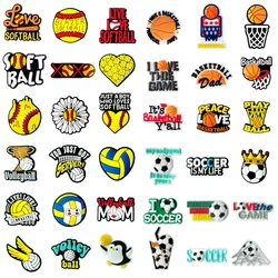9PCS/set Sports Ball Series Softball Basketball Volleyball Football PVC Shoe Charms Clog Pin Sandal Shoes Accessories Xmas Gift