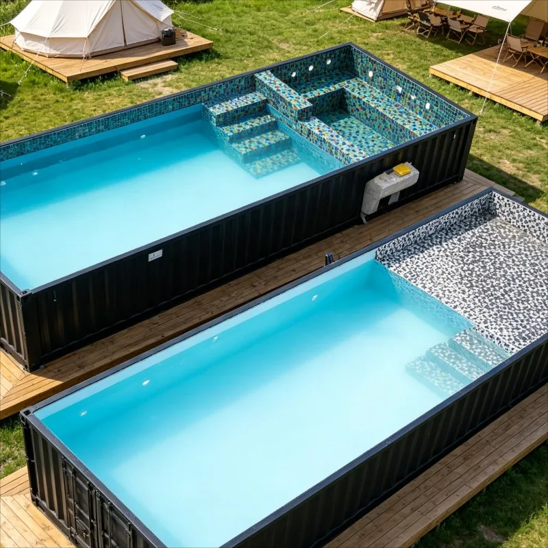Customized Family Container Pool, Large Rectangular, Backyard Outdoor Above Ground Pool, Whole Family Summer Water Fun