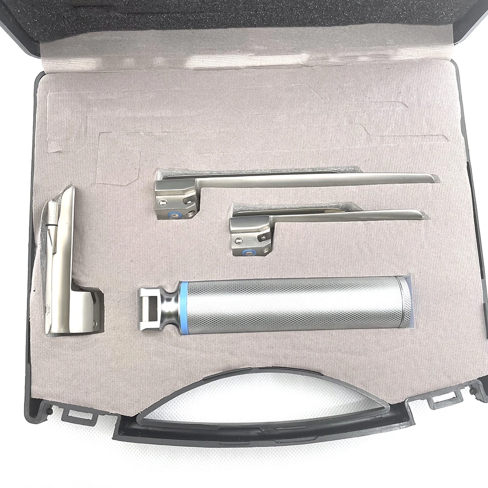 Pet Laryngoscope Stainless Steel Right Three Blades Animal Anesthesia Fiber LED Bulbs Optic Tracheal Intubation Hospital Clinic