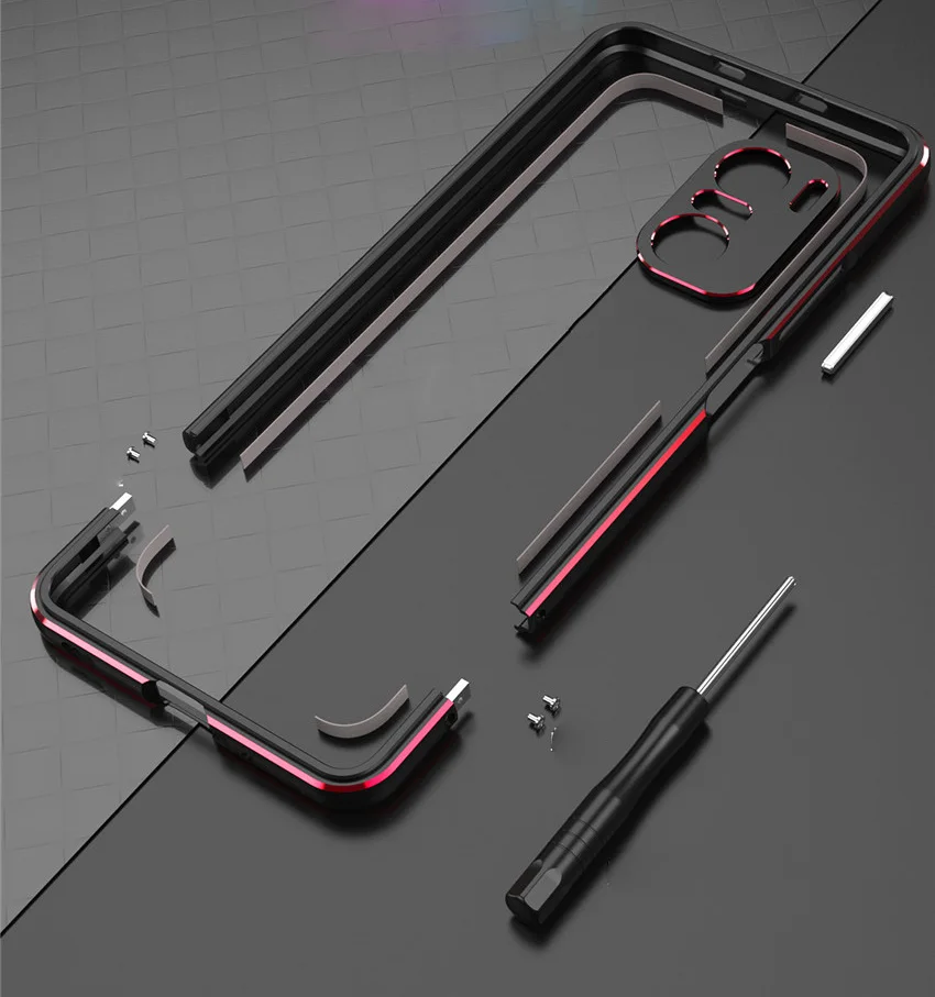 

For POCO F3 Case Metal Frame Double Color Aluminum Bumper Protect Cover for POCO F3 5G Case