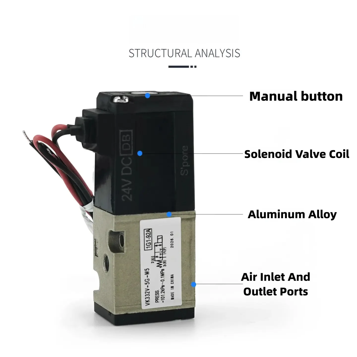 2 Position 3 Port 24V Pneumatic Solenoid Valve VK332-5G-M5/01 Vacuum High-Frequency VK332V-5G-01/M5
