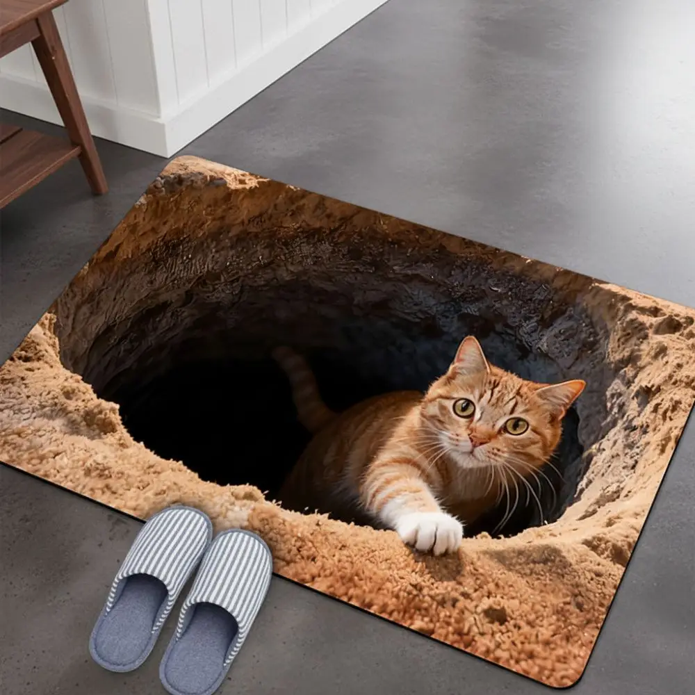 3D-Fußmatte mit flacher optischer Täuschung, wasserabsorbierend, rutschfest, Badezimmerteppich, abriebfest, langlebig, Schlafzimmertürteppich für Zuhause