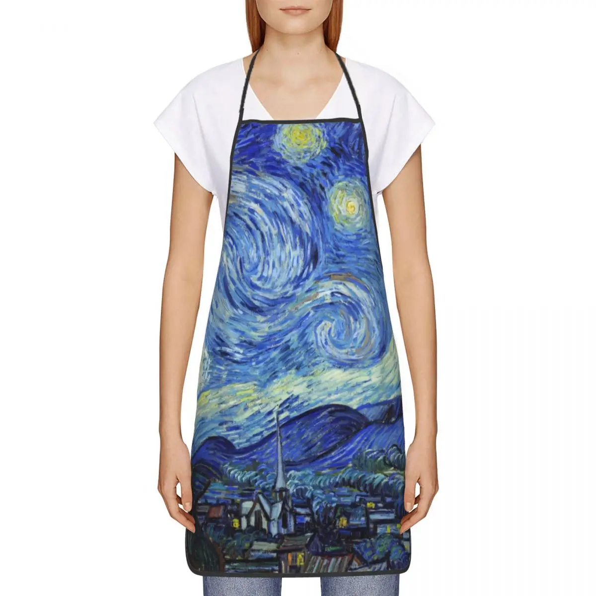 Bib Vincent Van Gogh Starry Night Aprons Men Women Unisex Adult Chef Cooking Kitchen Tablier Cuisine Painting