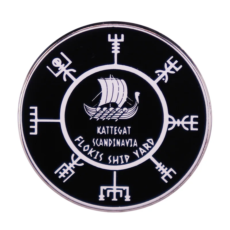 Flokis Ship Yard Logo And Vikings Compass Mashup Badge